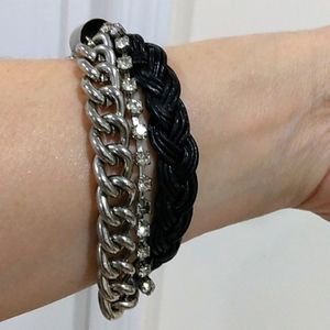 Silver and black bracelet